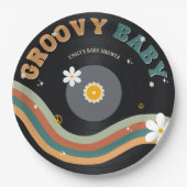 Groovy Baby Retro Vinyl Record Baby Dusche Pappteller (Vorderseite)