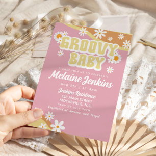 Groovy Baby Shower, Boho Retro, Vibe der 70er Jahr Einladung
