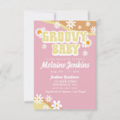 Groovy Baby Shower, Boho Retro, Vibe der 70er Jahr Einladung (Vorderseite)