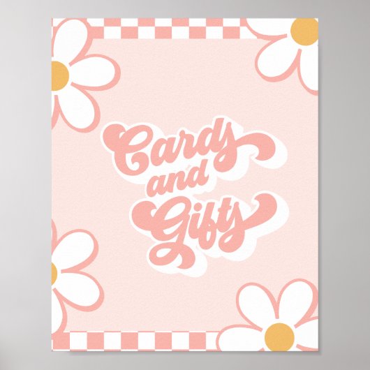 Groovy Baby Shower Cards und Geschenke Schild Pink (Vorne)