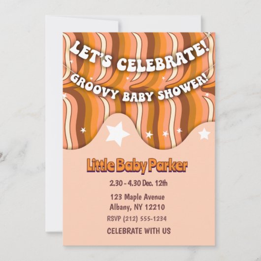 Groovy Baby Shower Einladung (Vorderseite)
