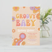 Groovy Baby Shower Einladung (Stehend Vorderseite)