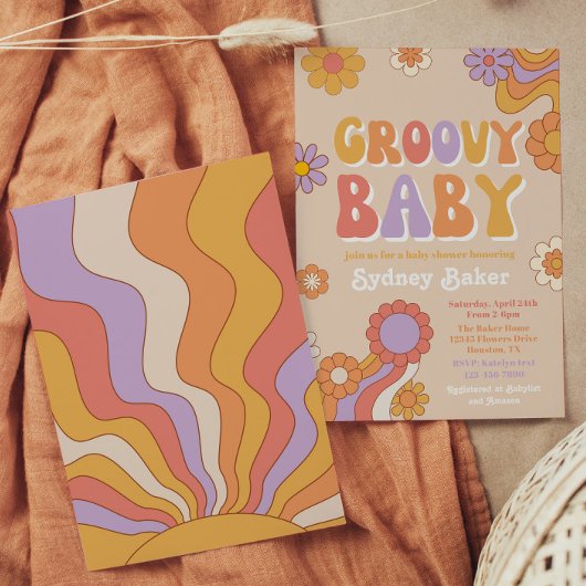 Groovy Baby Shower Einladung