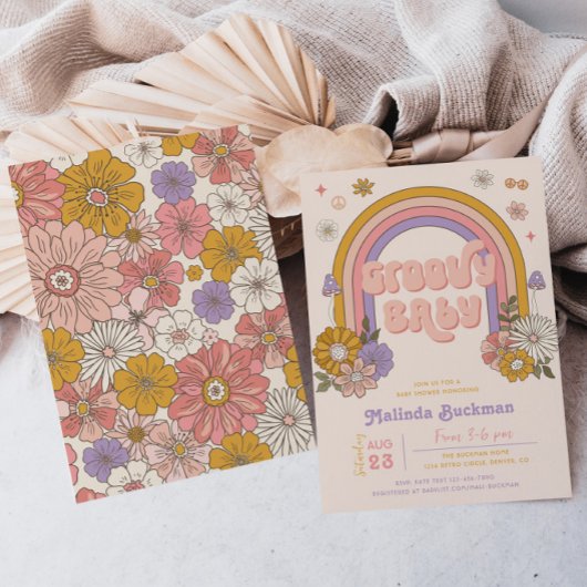 Groovy Baby Shower Einladung | Groovy Baby