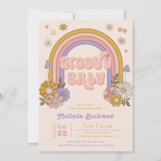 Groovy Baby Shower Einladung | Groovy Baby (Vorderseite)