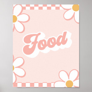 Groovy-Baby-Shower-Essensschild Poster