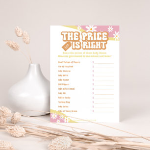 Groovy Baby Shower Games, Boho Retro, Vibe 70 Menükarte