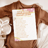 Groovy Baby Shower Games, Boho Retro, Vibe 70 Menükarte