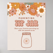 Groovy Baby Shower Parentation Tip Jar Sign Poster (Vorne)