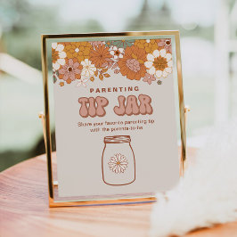 Groovy Baby Shower Parentation Tip Jar Sign Poster