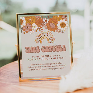 Groovy Baby Shower Time Kapsel Zeichen Poster