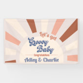 Groovy Baby Terracotta Pink Retro Sun Baby Dusche Banner (Horizontal)
