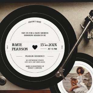 Groovy Baby Vintag Vinyl Record Baby Dusche Foto Einladung