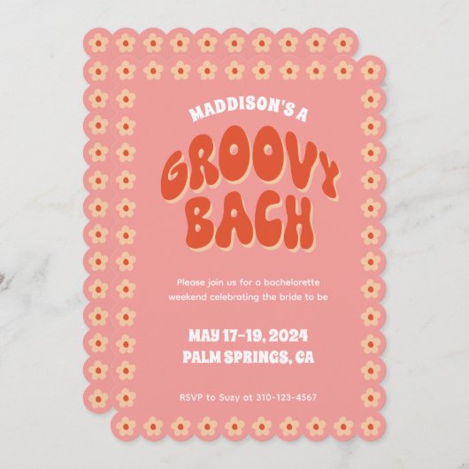 Groovy Bach - Junggeselinnen-Abschied Einladung (Vorne/Hinten)