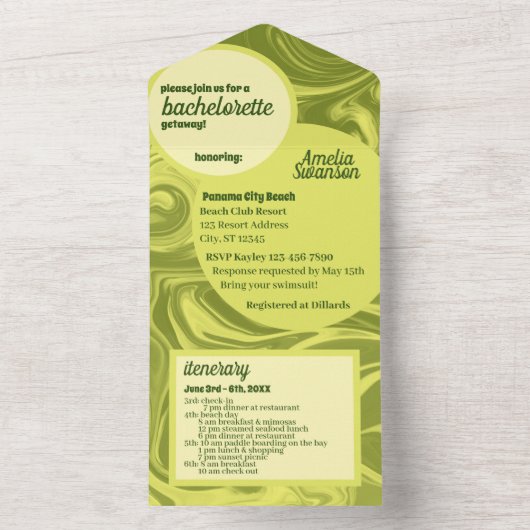 Groovy Bachelorette in einer Einladung (Innen Boden)