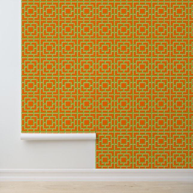 Groovy Bamboo-Gitter - Orange & Limette Tapete (Anwendung)