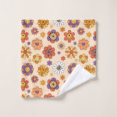 Groovy Bath Towel 70s Boho Eclectic Vibe Pop Badhandtuch Set (Waschlappen)