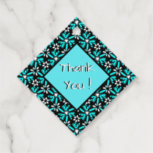 Groovy Batik Turquoise Blume Muster Vielen Dank Geschenkanhänger