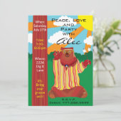 Groovy Bear 1960s Style Einladung (Stehend Vorderseite)