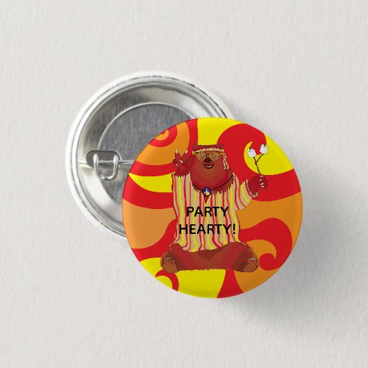 Groovy Bear Party Hearty Button (Vorne & Hinten)