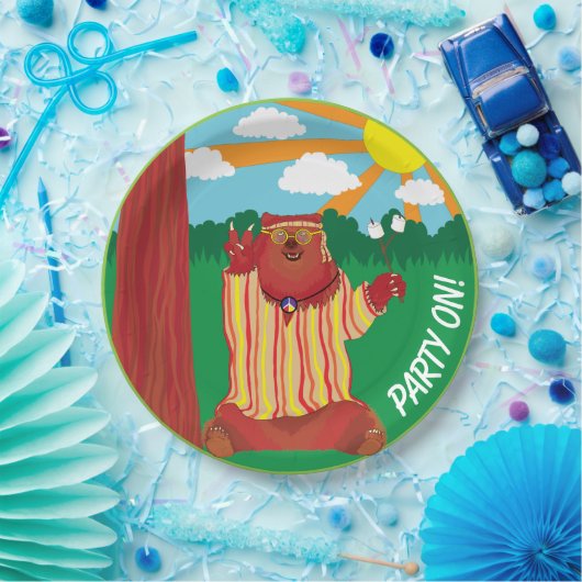 Groovy Bear Party Paper Plate Pappteller (Party)