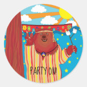 Groovy Bear Round Sticker (Vorderseite)
