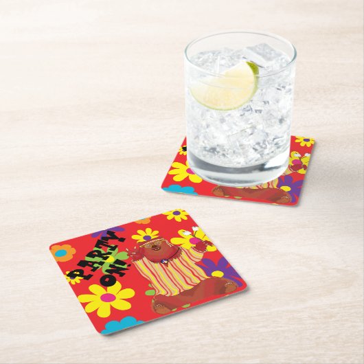 Groovy Bear Square Paper Untersetzer (Vor Ort)