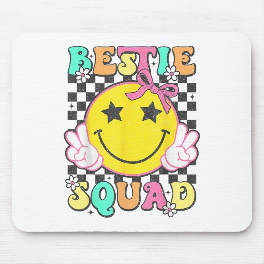 Groovy Bestie Squad Best Friends Matching Girls Pa Mousepad (Vorne)