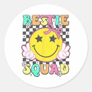 Groovy Bestie Squad Best Friends Matching Girls Pa Runder Aufkleber