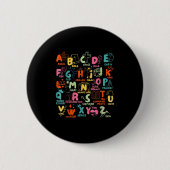 Groovy Biblical Alphabet Christian Teacher Student Button (Vorderseite)
