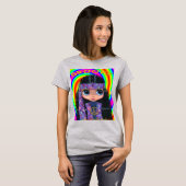 Groovy Big Eye Hippie Chick Girl Doll Niedlich T-Shirt (Vorne ganz)
