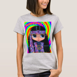Groovy Big Eye Hippie Chick Girl Doll Niedlich T-Shirt