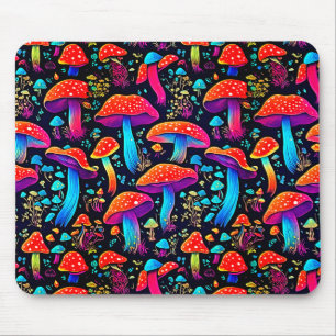 Groovy Bioluminescence Mushrooms Mousepad