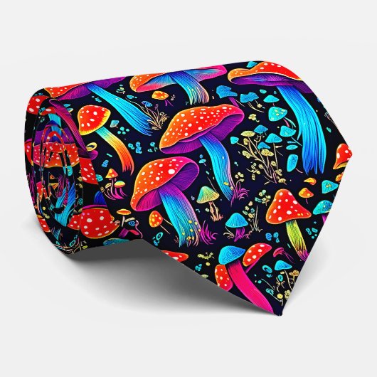 Groovy Biolumineszenz Mushroom Retro Krawatte (Gerollt)