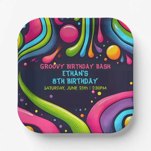 Groovy Birthday Bash Pappteller (Vorderseite)