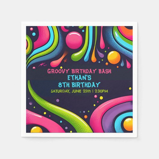 Groovy Birthday Bash Serviette (Vorderseite)