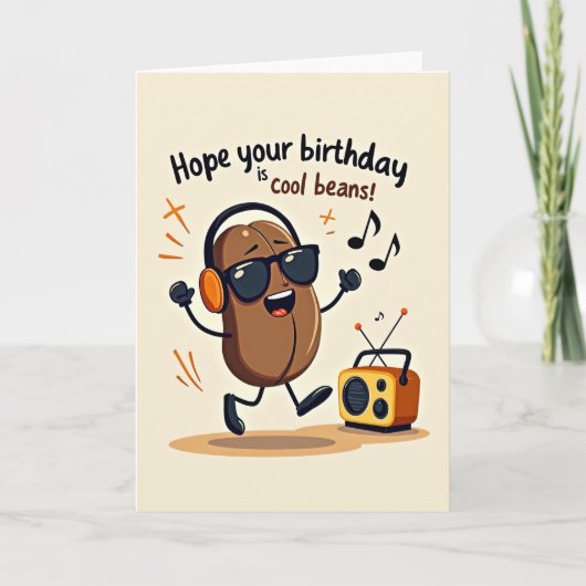 Groovy Birthday Bean Karte (Vorderseite)