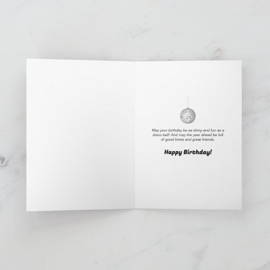 Groovy Birthday Disco Ball Gefärbte Krawatte Gruß Karte (Innenseite)