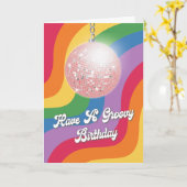 Groovy Birthday Disco Ball Wavy Retro Geburtstag Karte (Gelbe Blume)