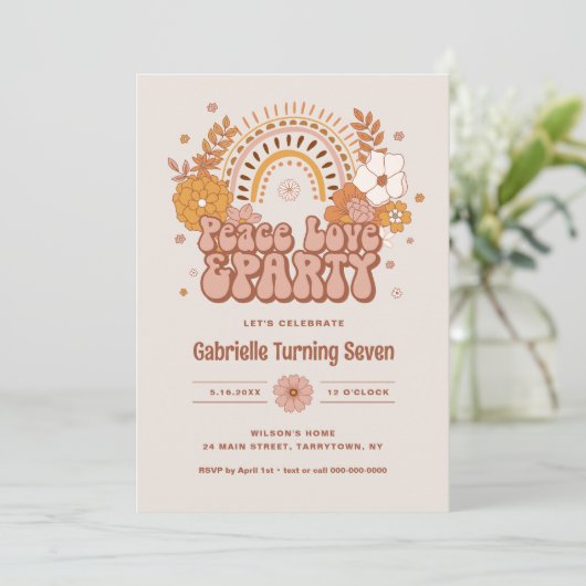 Groovy Birthday Einladung (Stehend Vorderseite)