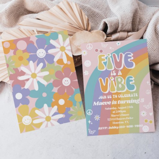Groovy Birthday Einladung | Five ist eine Vibe