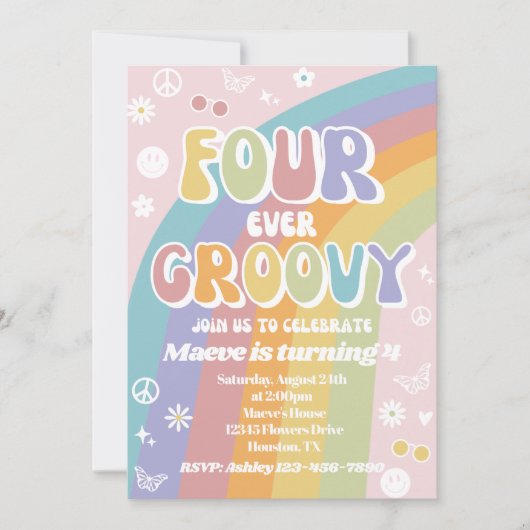 Groovy Birthday Einladung | Fourever Groovy (Vorderseite)