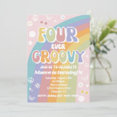 Groovy Birthday Einladung | Fourever Groovy (Stehend Vorderseite)