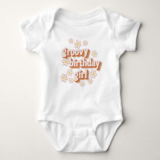 Groovy Birthday Girl Baby Bodysuit | Retro Daisy B Baby Strampler (Vorderseite)