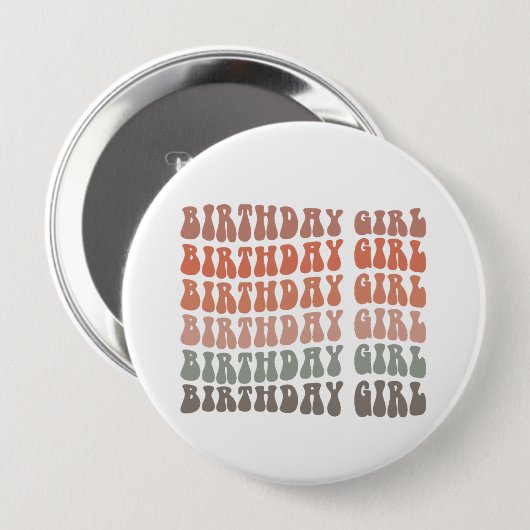 Groovy Birthday Girl Button (Vorne & Hinten)
