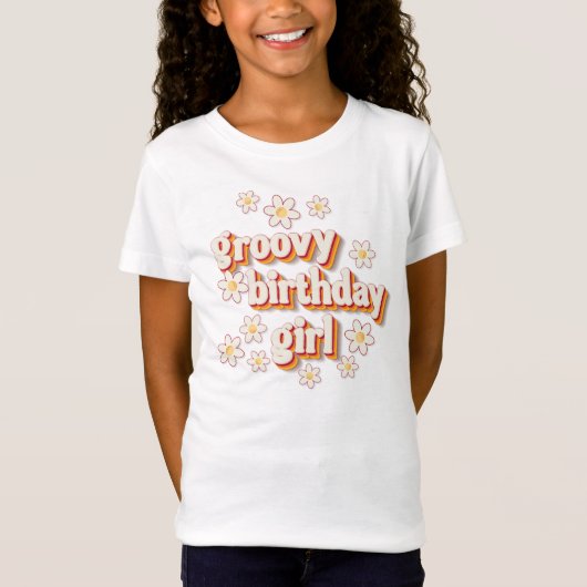Groovy Birthday Girl T - Shirt | Retro Daisy Boho (Vorderseite)