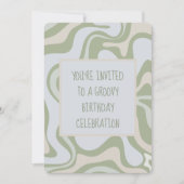 Groovy Birthday in Sage Green Einladung (Vorderseite)