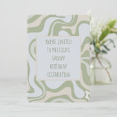 Groovy Birthday in Sage Green Einladung (Stehend Vorderseite)