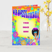 Groovy Birthday Karte (Gelbe Blume)