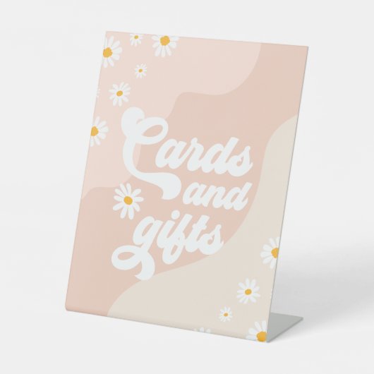 Groovy Birthday Party Boho Daisy Dekorationstabell Sockelschild (Vorderseite)